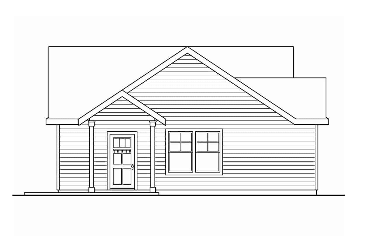 Home Plan Right Elevation of this 1-Bedroom,350 Sq Ft Plan -108-1067