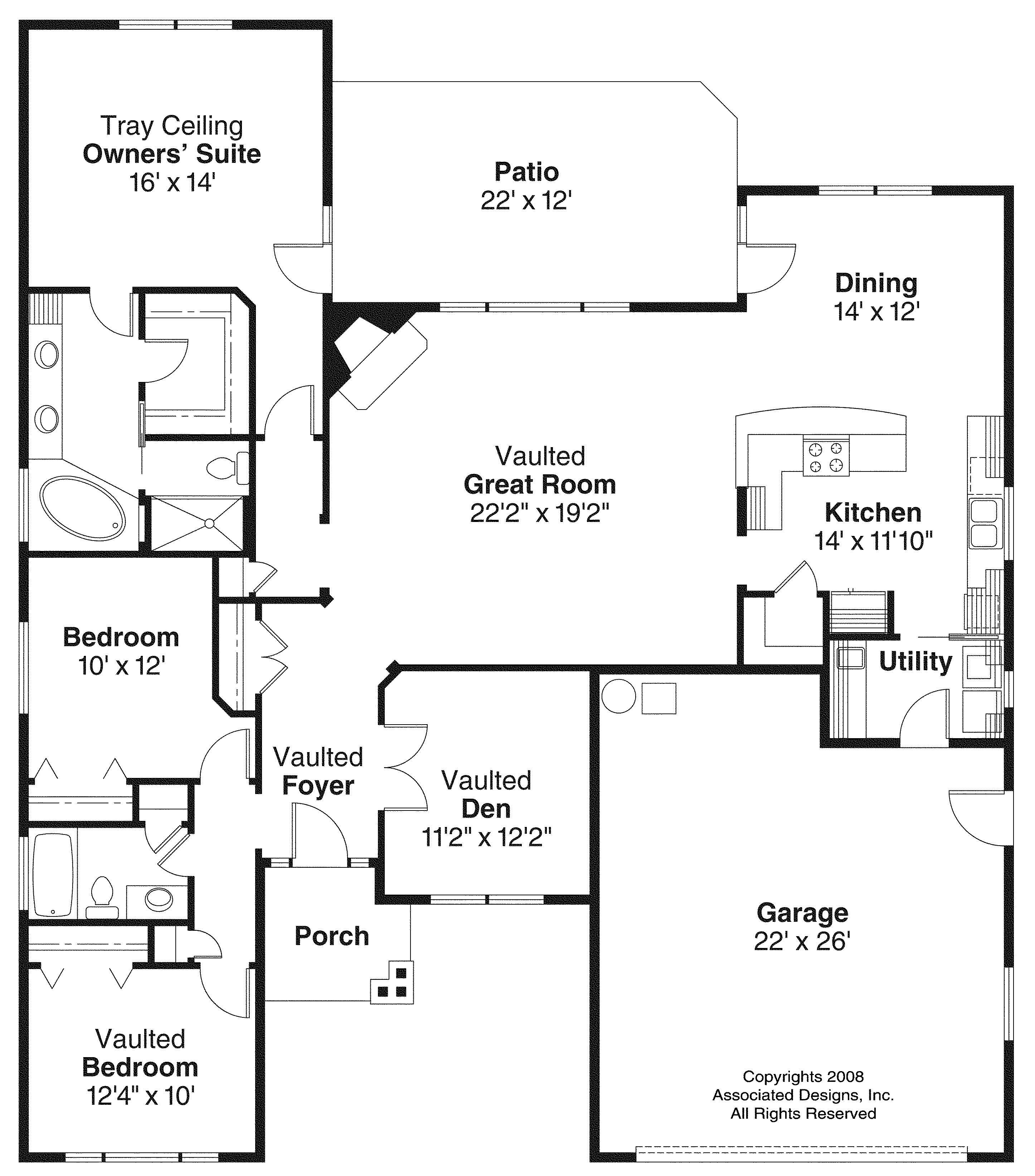 Floor Plan First Story of Craftsman Plan #108-1069