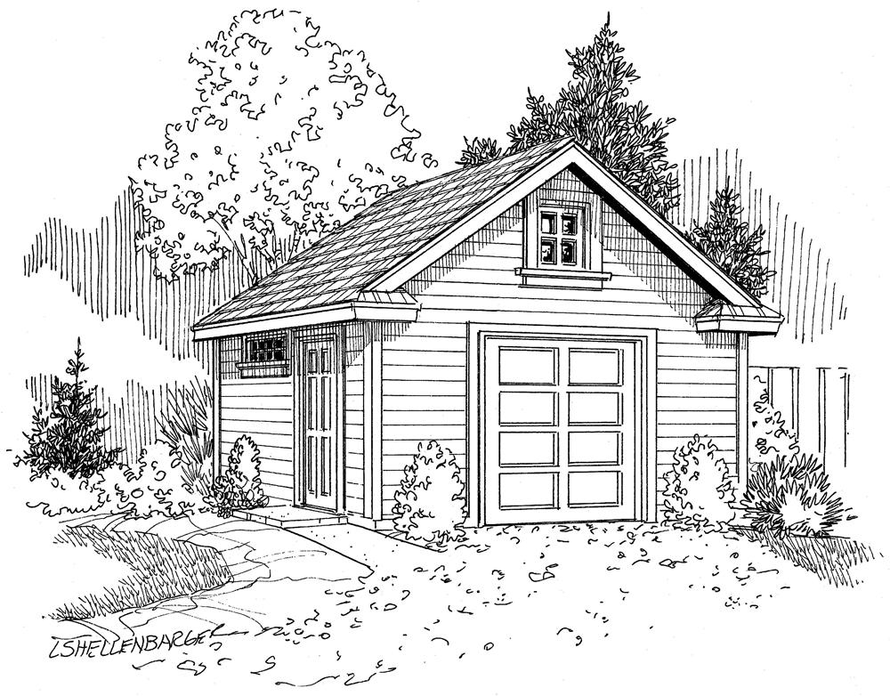 Front View of this 0-Bedroom, 256 Sq Ft Plan - 108-1073
