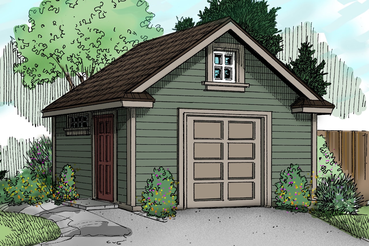 Front elevation of Craftsman home (ThePlanCollection: House Plan #108-1073)