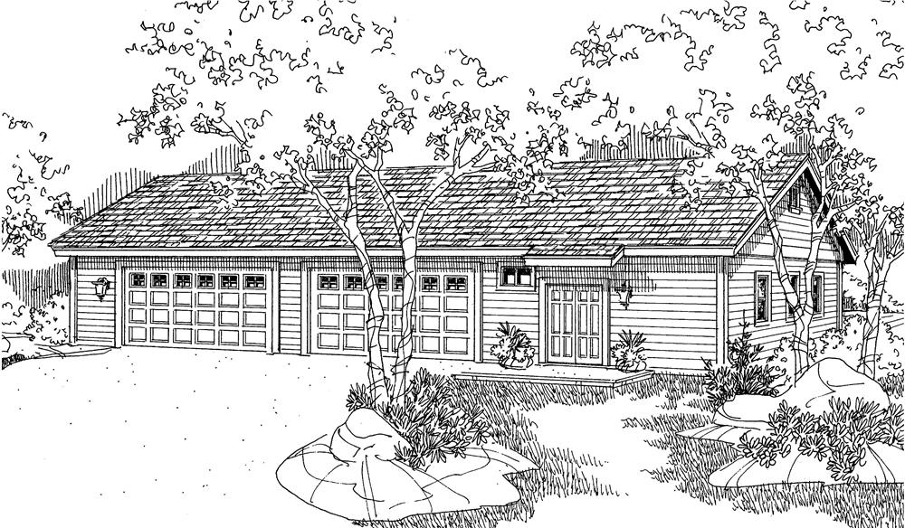 Front View of this 0-Bedroom, 3200 Sq Ft Plan - 108-1074