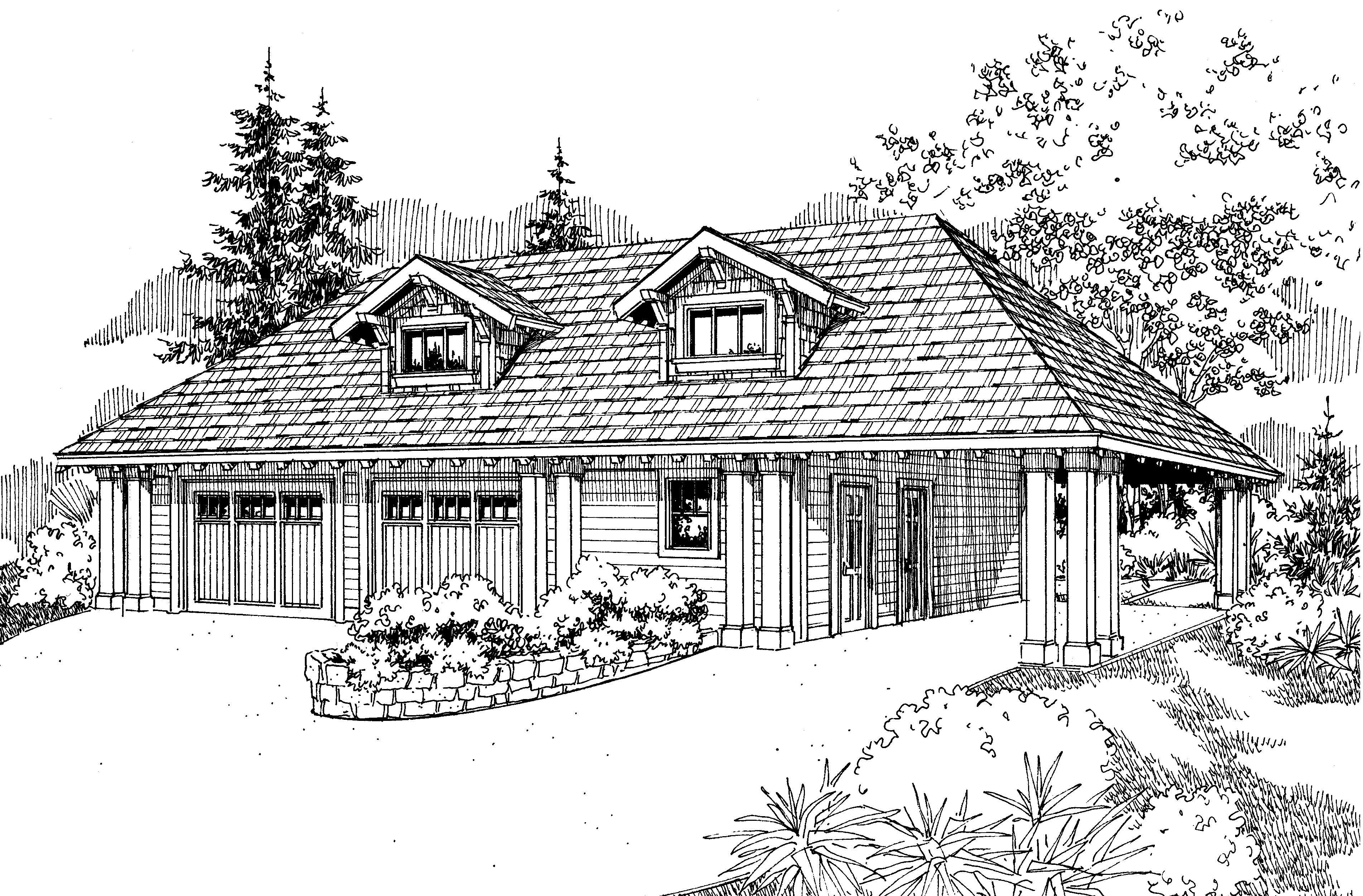 This is the front rendering of these garage plans.