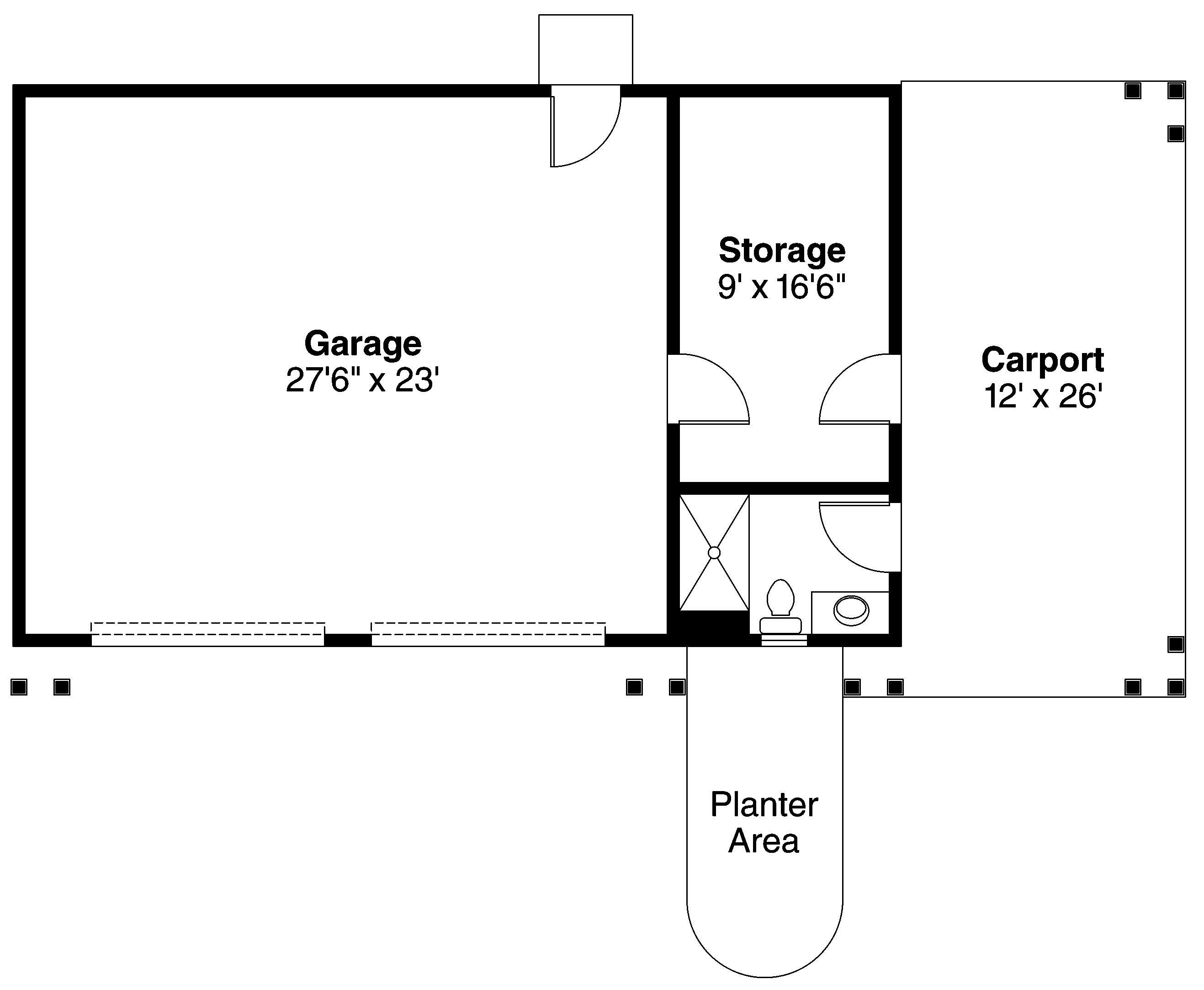 Floor Plan First Story of Garage Plan #108-1076