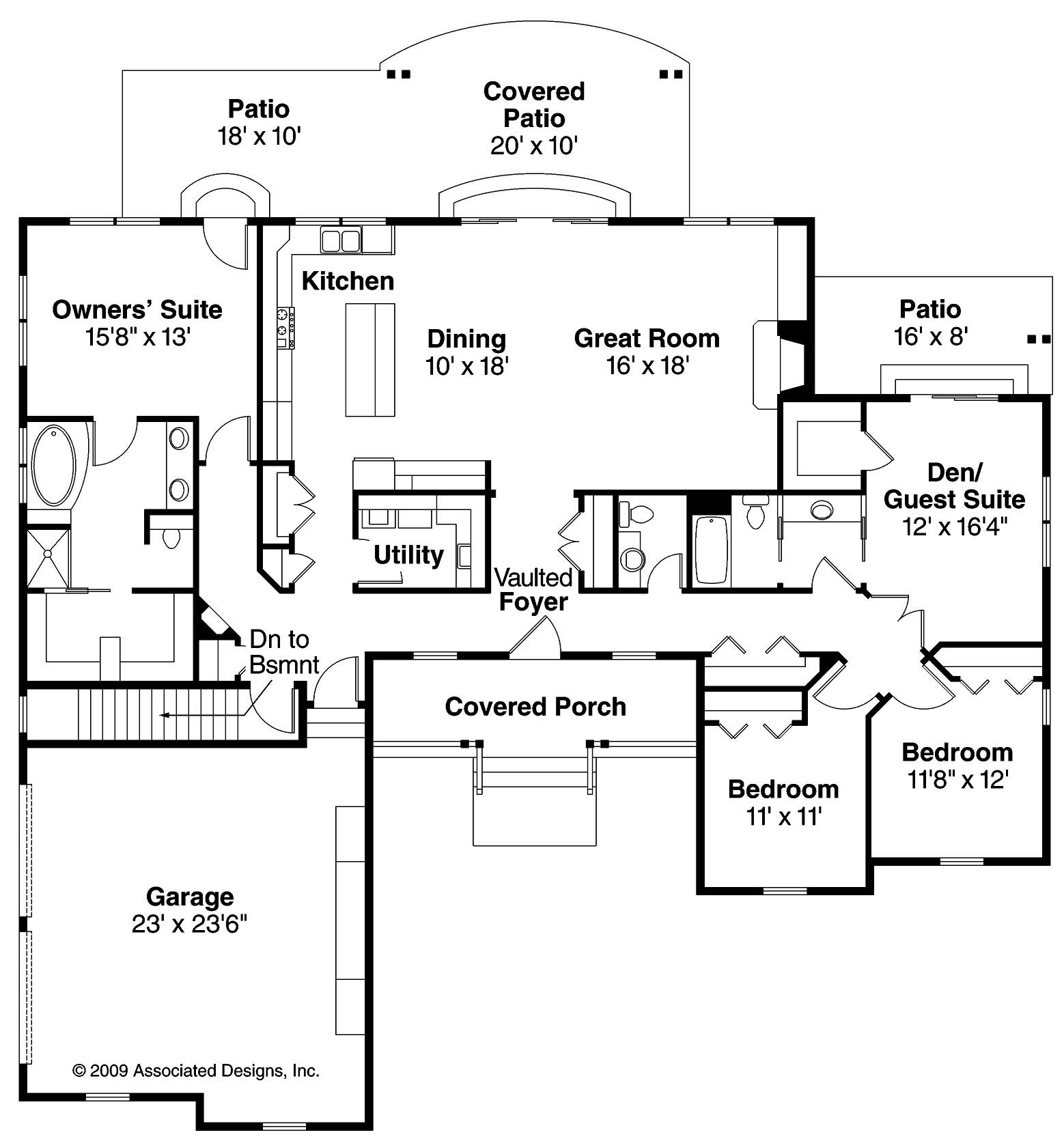 Floor Plan First Story of Country Plan #108-1077