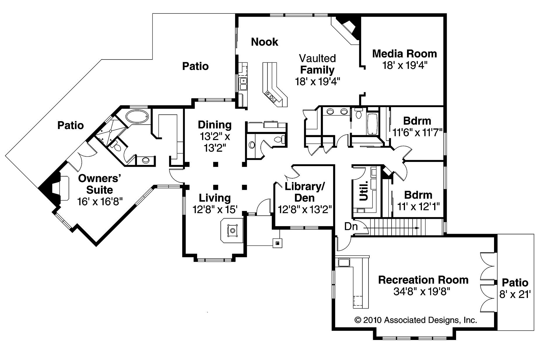 Floor Plan First Story of Luxury Plan #108-1079