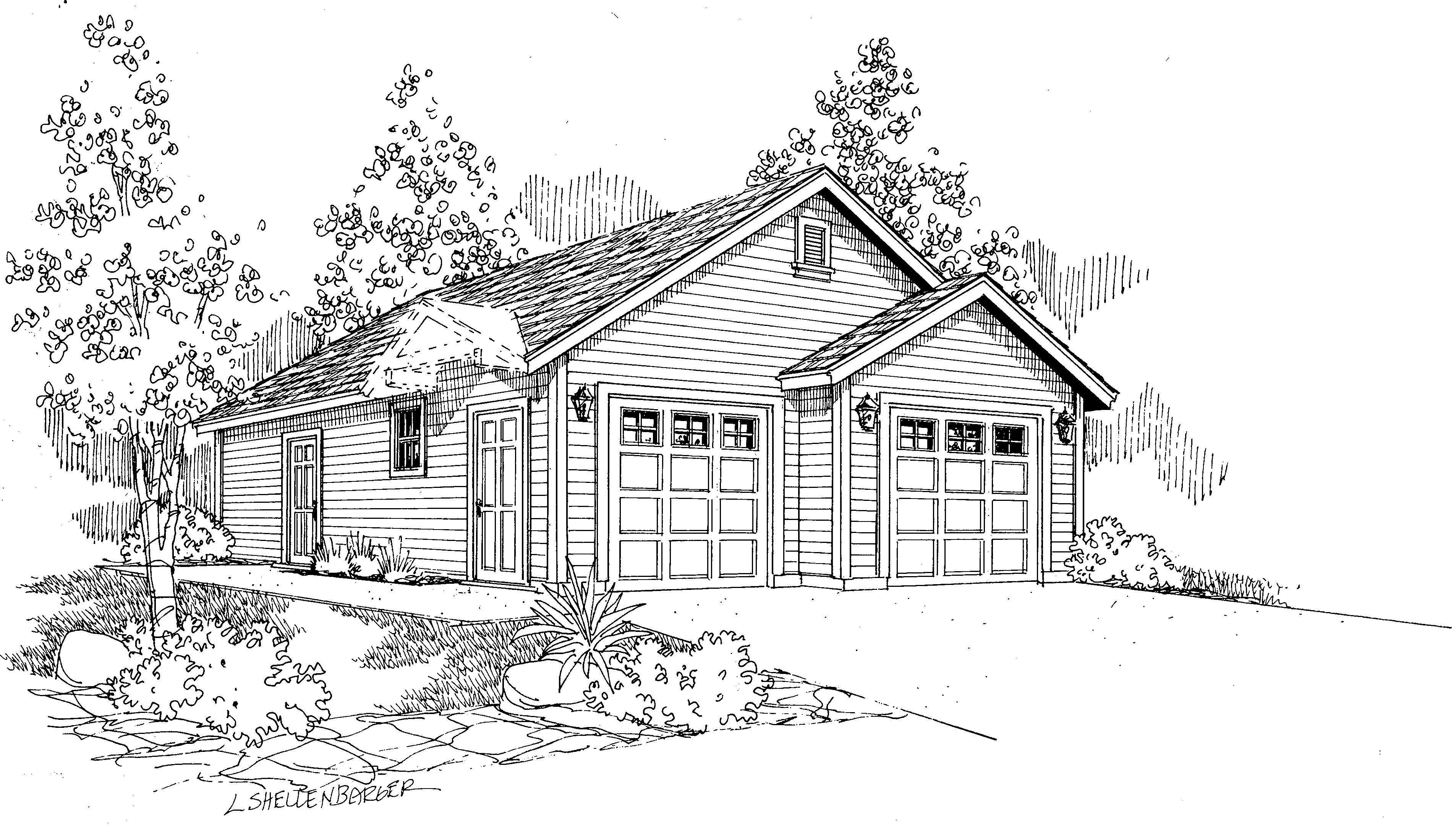 Front elevation of Garage home (ThePlanCollection: House Plan #108-1082)