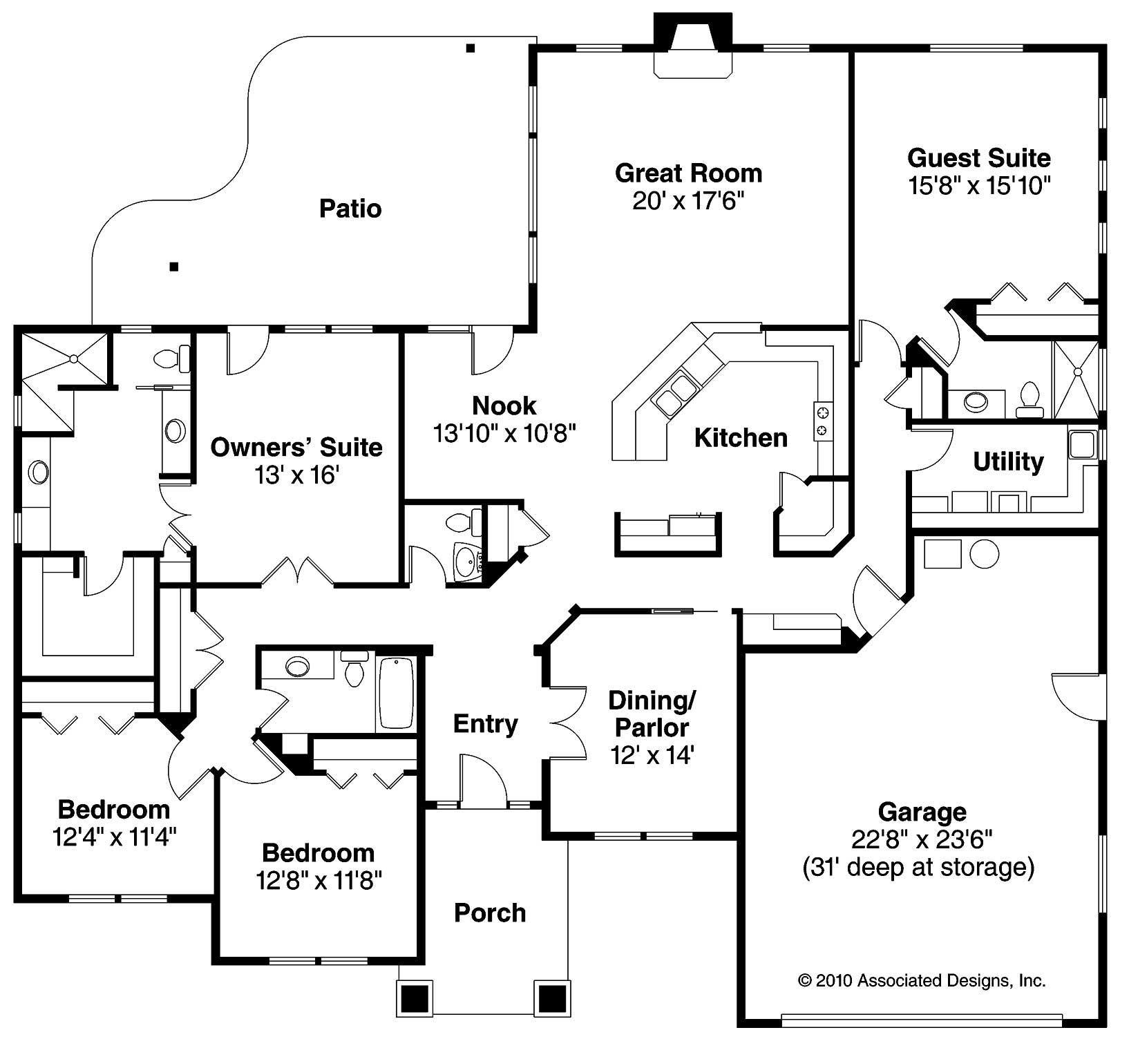 Floor Plan First Story of Ranch Plan #108-1083