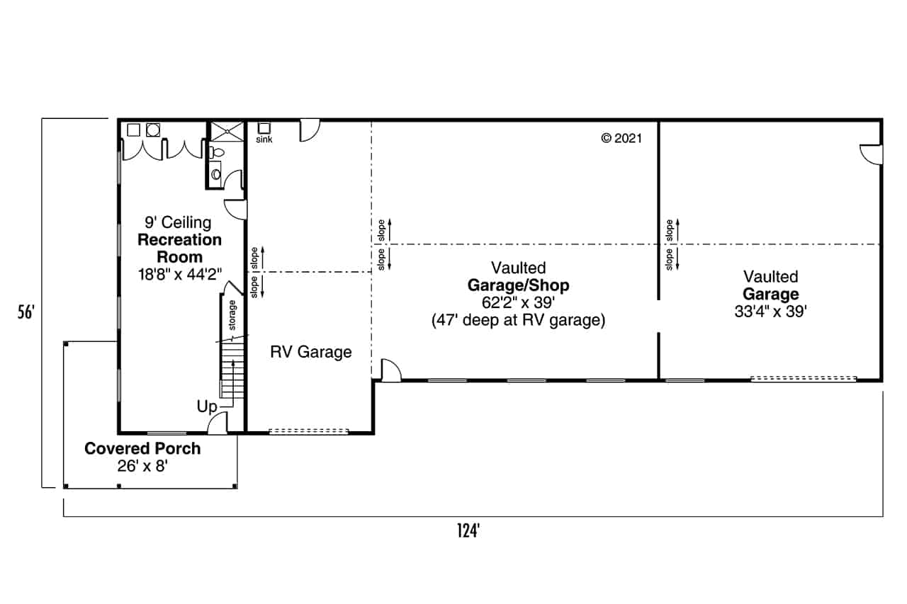 Main Level of Garage Plan #108-1085