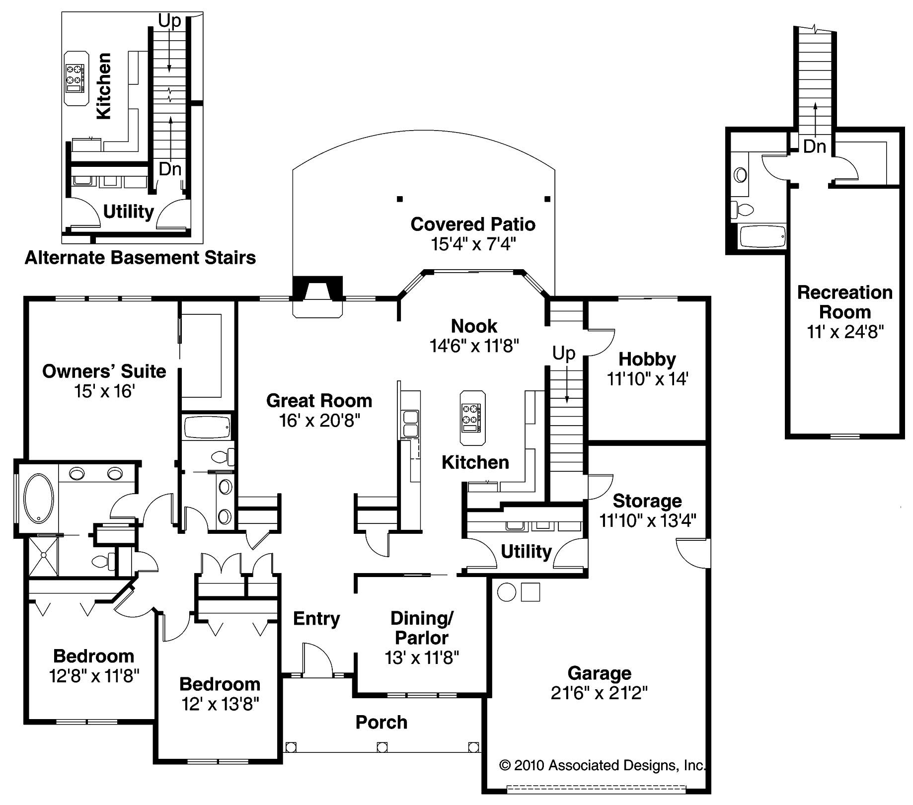 Floor Plan First Story of Country Plan #108-1089
