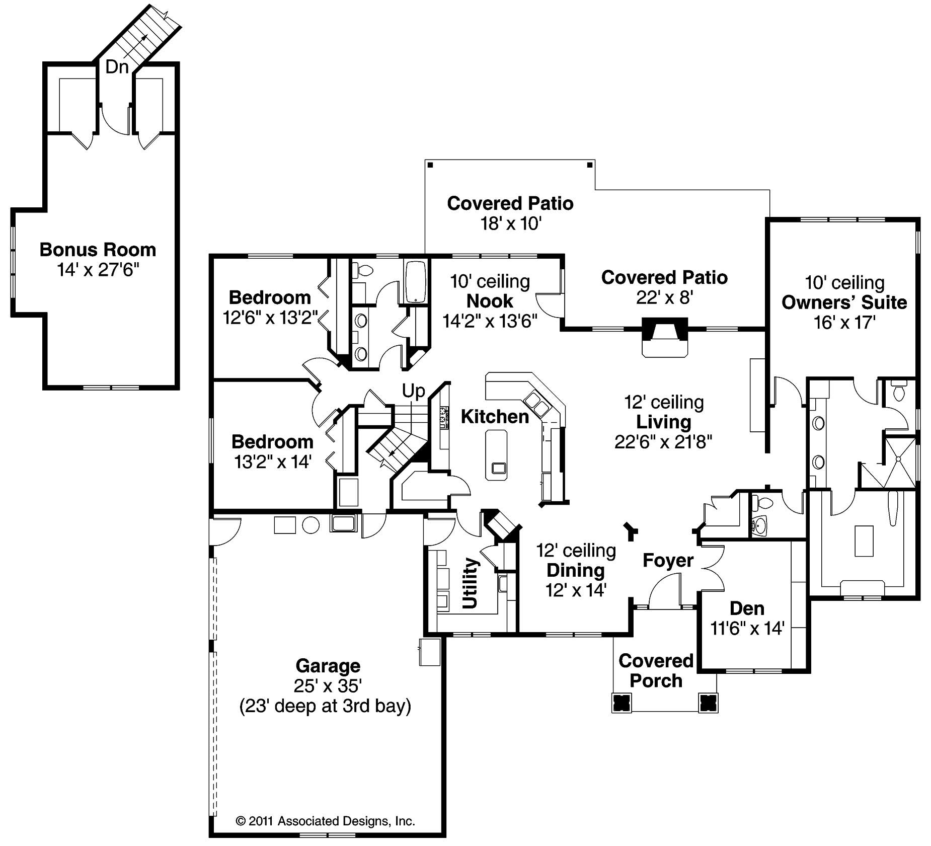 Floor Plan First Story of Craftsman Plan #108-1093