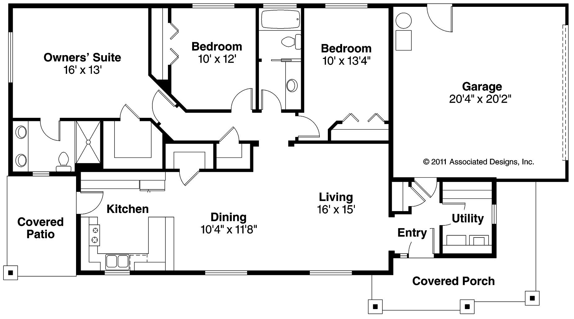Floor Plan First Story of Country Plan #108-1099