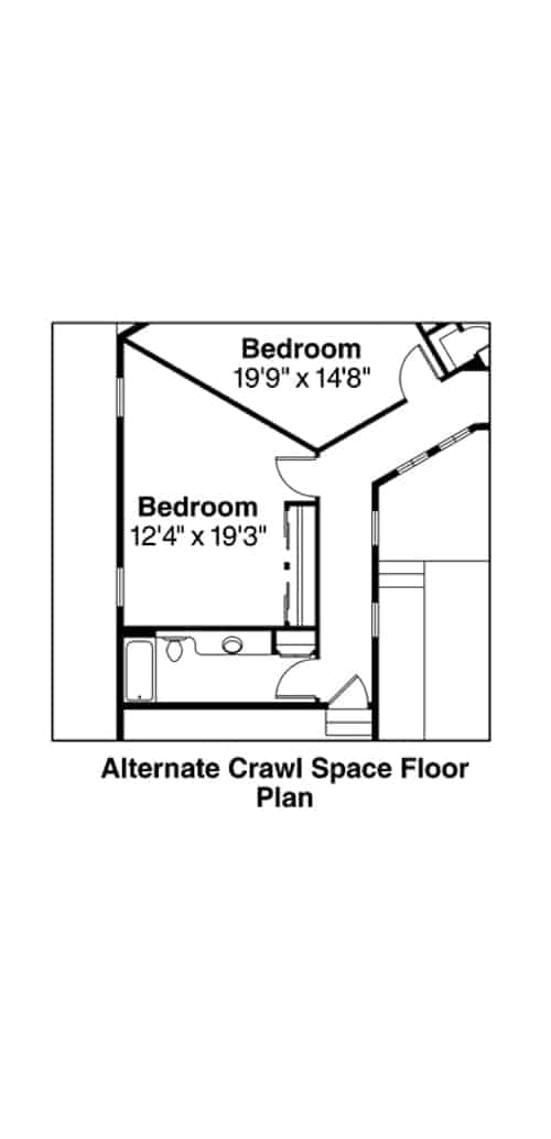 Floor Plan Main Level of Ranch Plan #108-1101