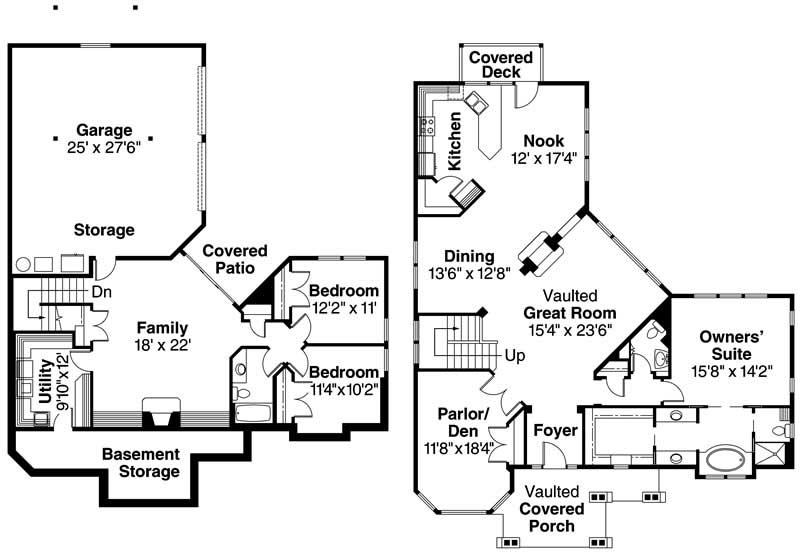 Floor Plan First Story of Ranch Plan #108-1103