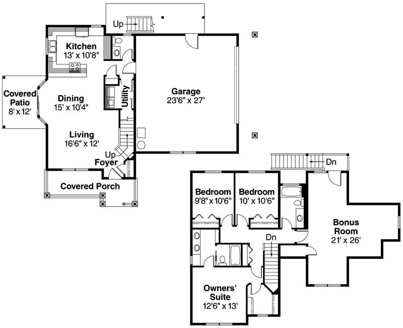 Floor Plan First Story of Coastal Plan #108-1104
