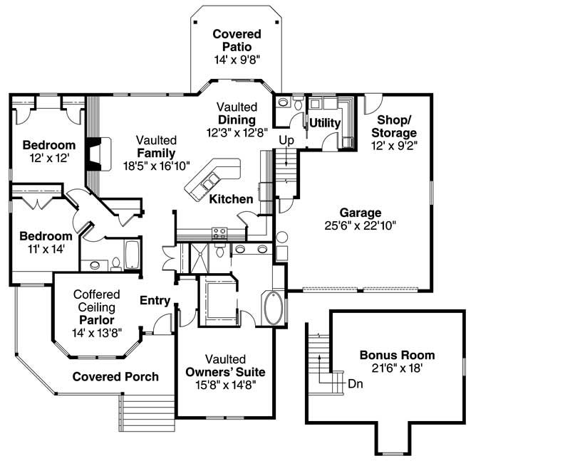 Floor Plan First Story of Contemporary Plan #108-1105
