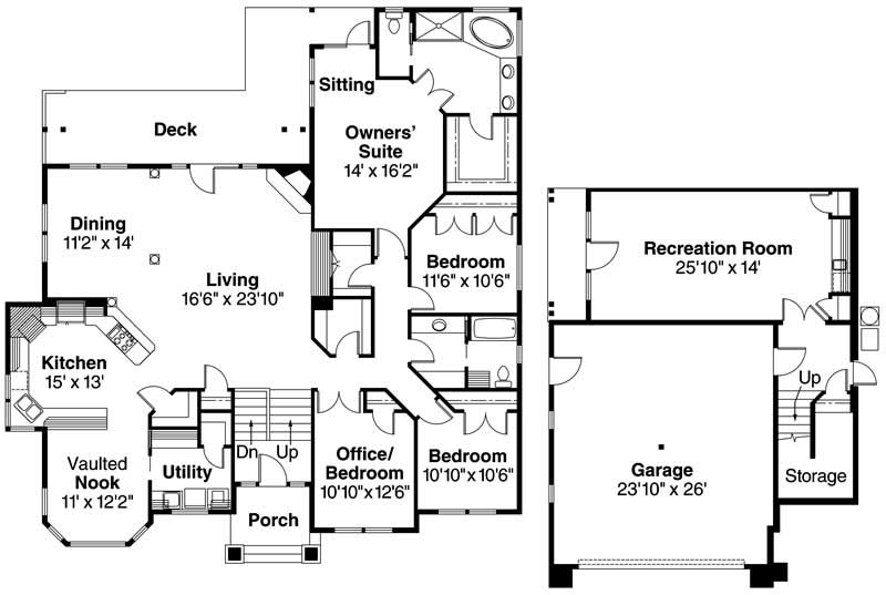 Floor Plan First Story of Contemporary Plan #108-1106