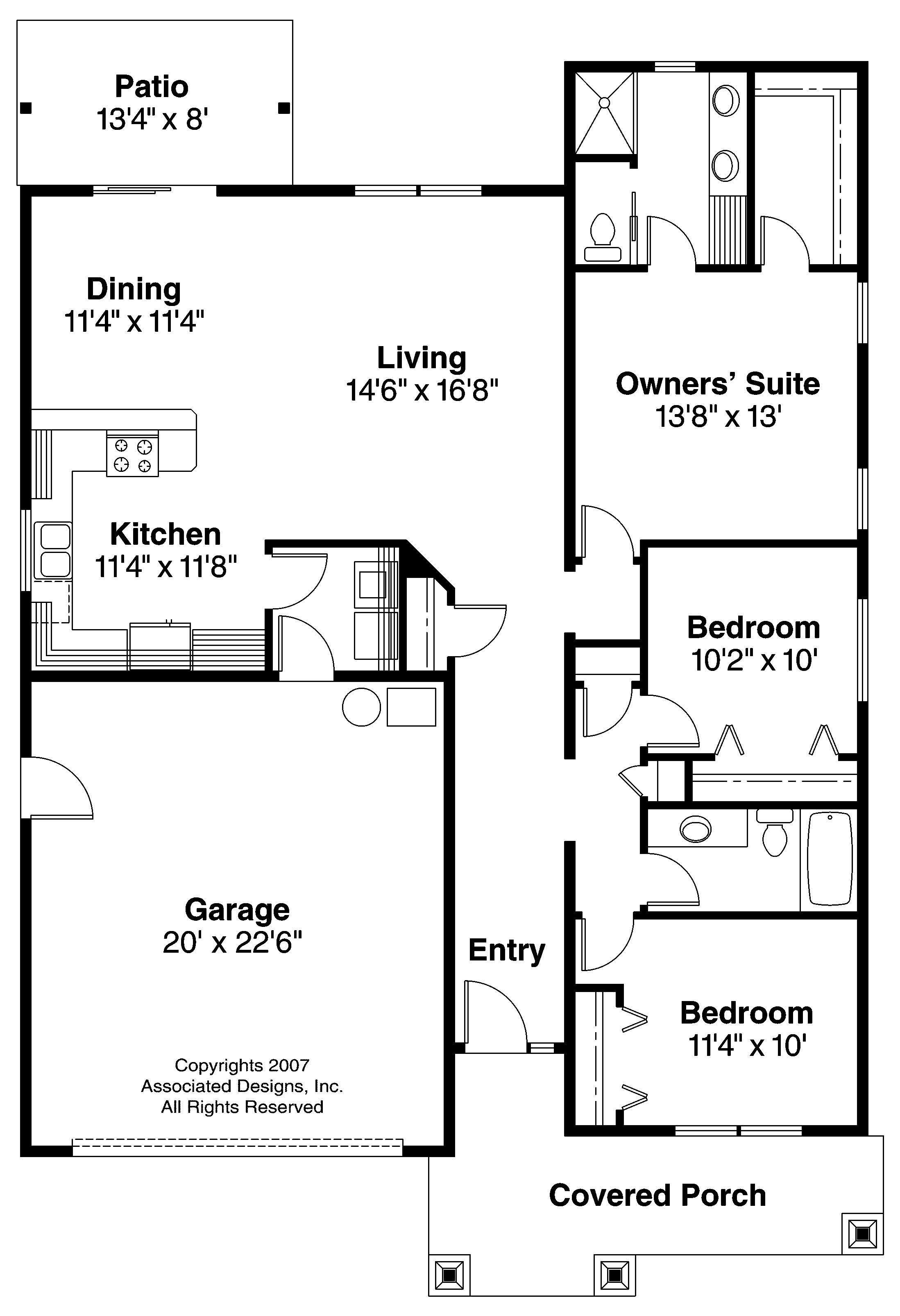 Floor Plan First Story of Country Plan #108-1107
