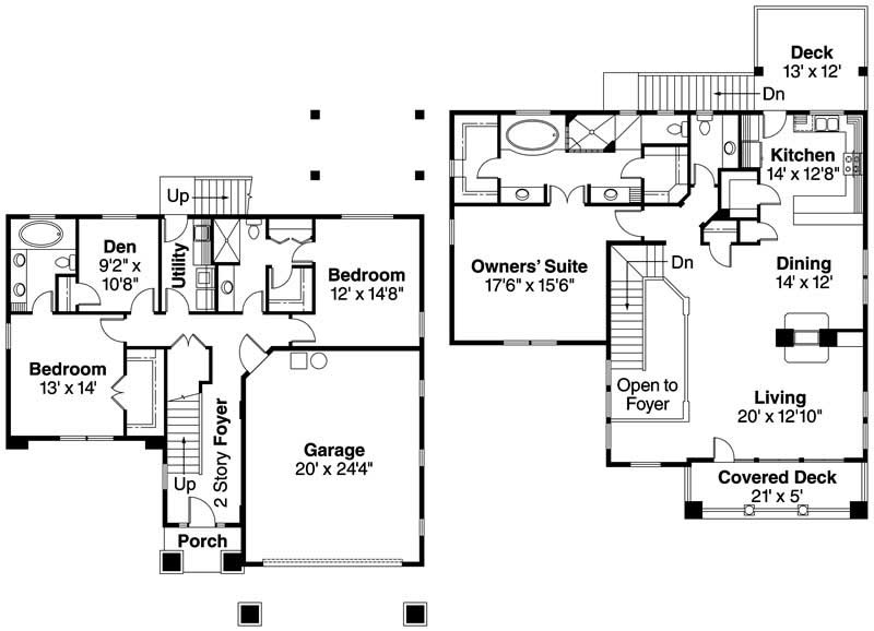 Floor Plan First Story of Coastal Plan #108-1109