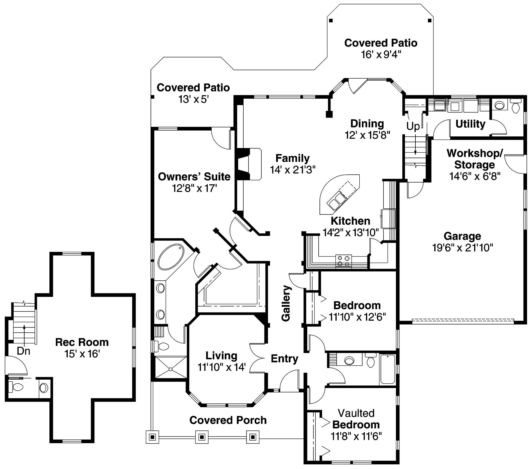 Floor Plan First Story of Cape Cod Plan #108-1110