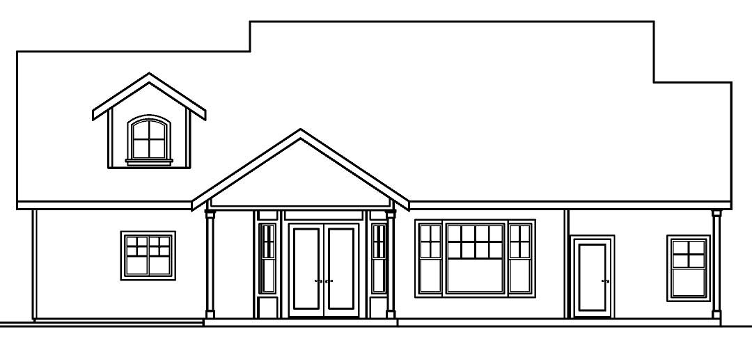 Home Plan Rear Elevation of this 3-Bedroom,2535 Sq Ft Plan -108-1110