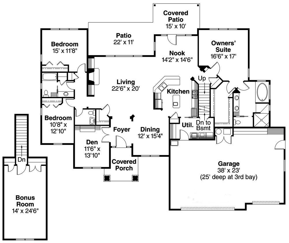 Floor Plan First Story of Country Plan #108-1111