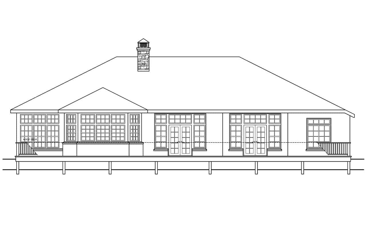 Home Plan Rear Elevation of this 3-Bedroom,2810 Sq Ft Plan -108-1112