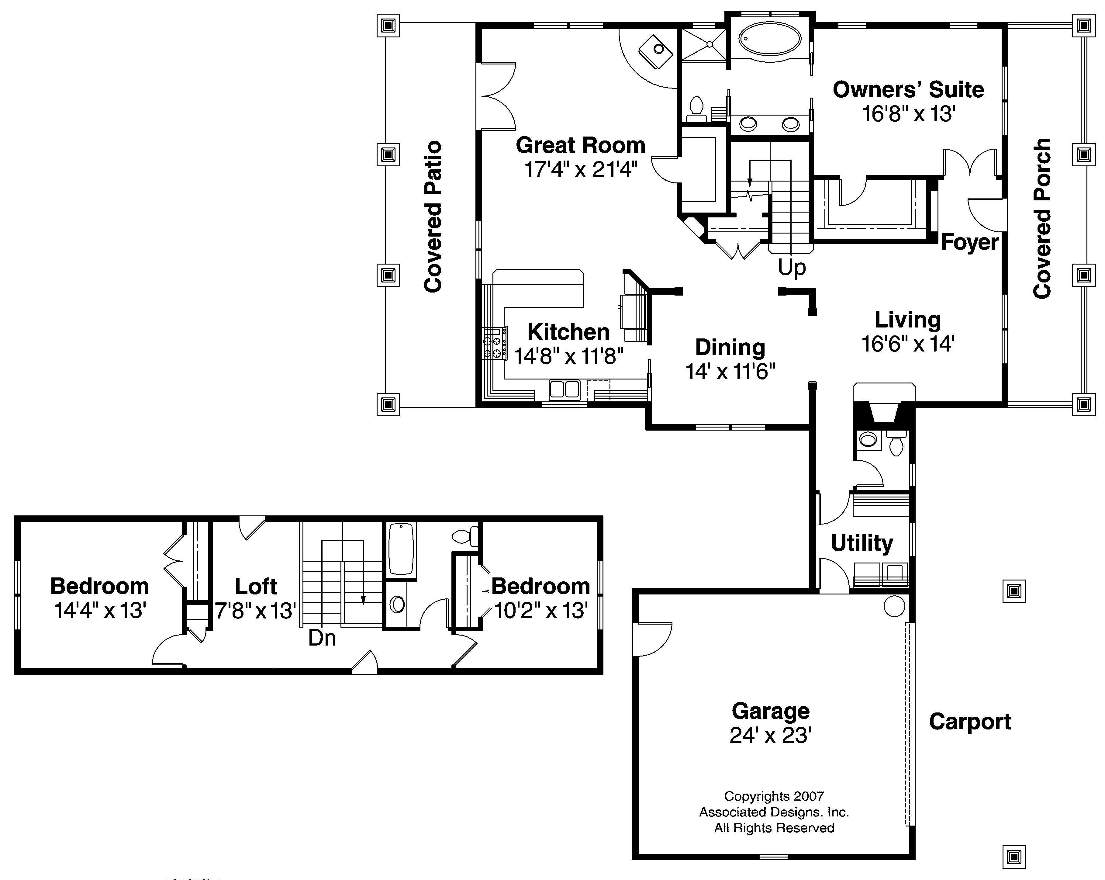 Floor Plan First Story of Cape Cod Plan #108-1113