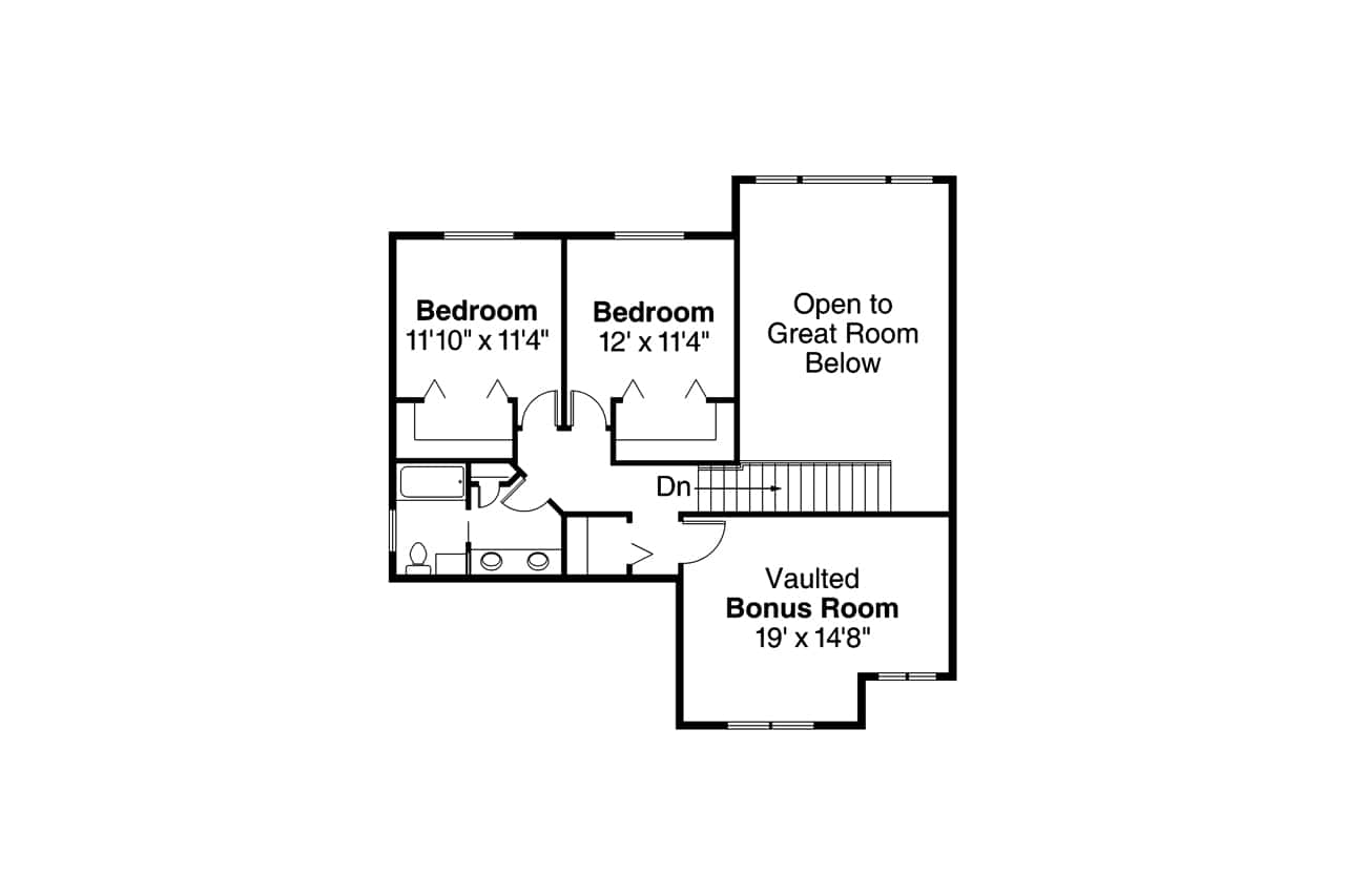 Upper Level of Craftsman Plan #108-1114