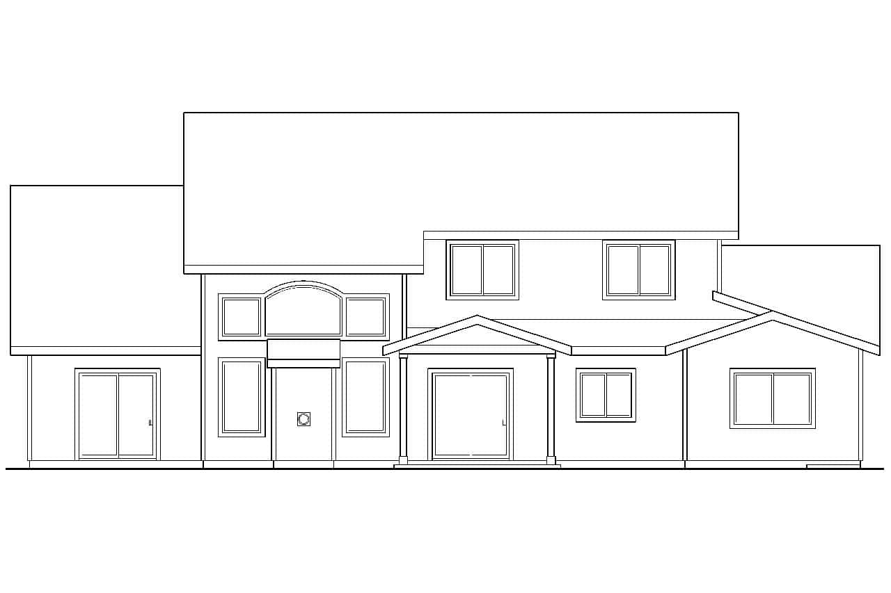Home Plan Rear Elevation of this 4-Bedroom,2963 Sq Ft Plan -108-1114