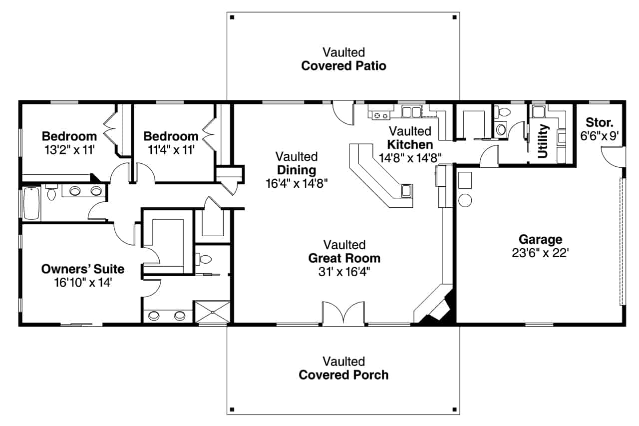 Main Level of Ranch Plan #108-1115