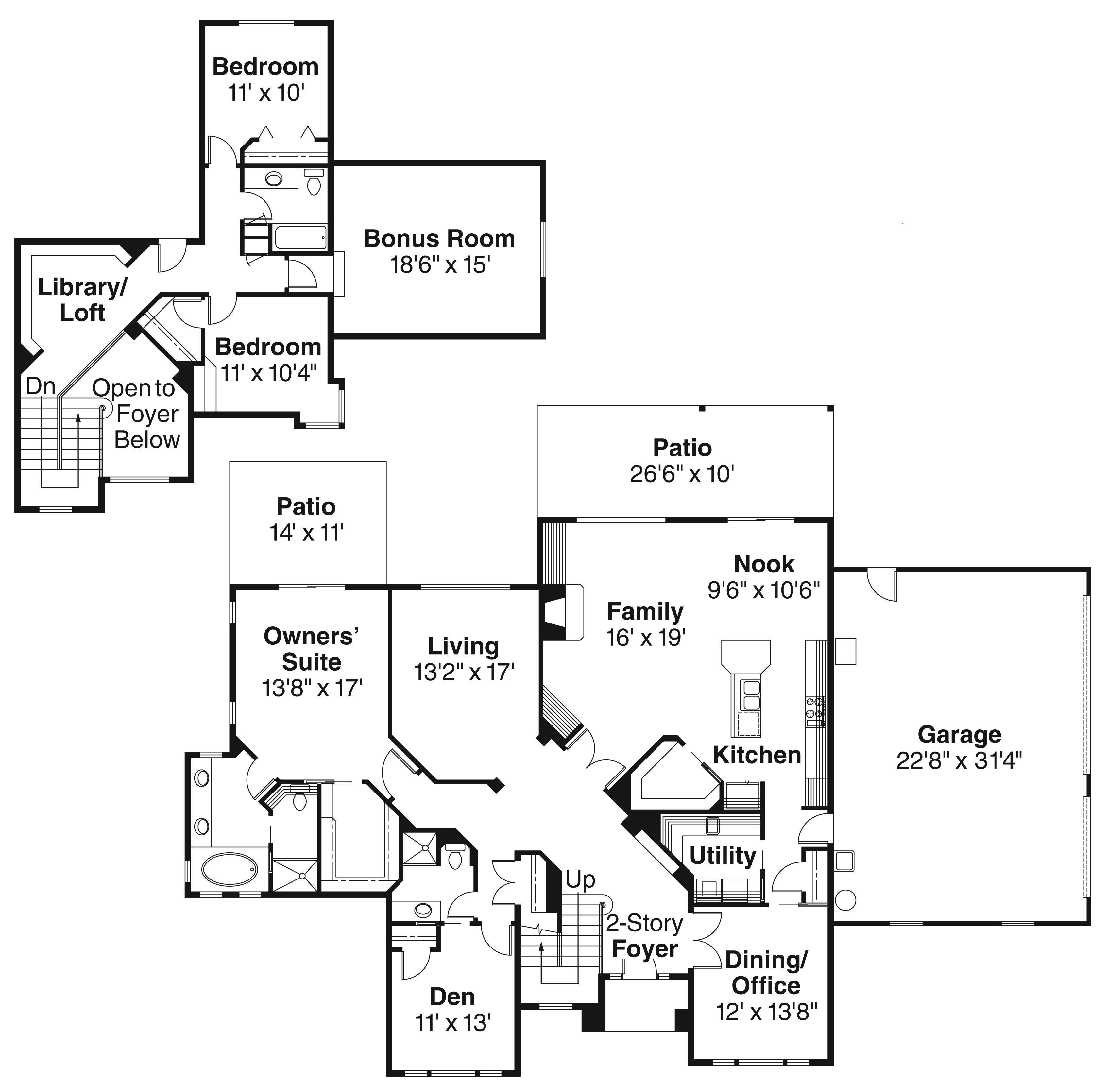 Floor Plan First Story of Cape Cod Plan #108-1116