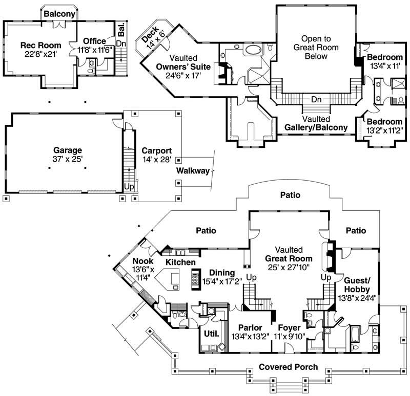 Floor Plan First Story of Country Plan #108-1118