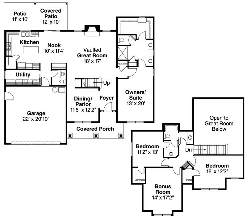 Floor Plan First Story of Cape Cod Plan #108-1120