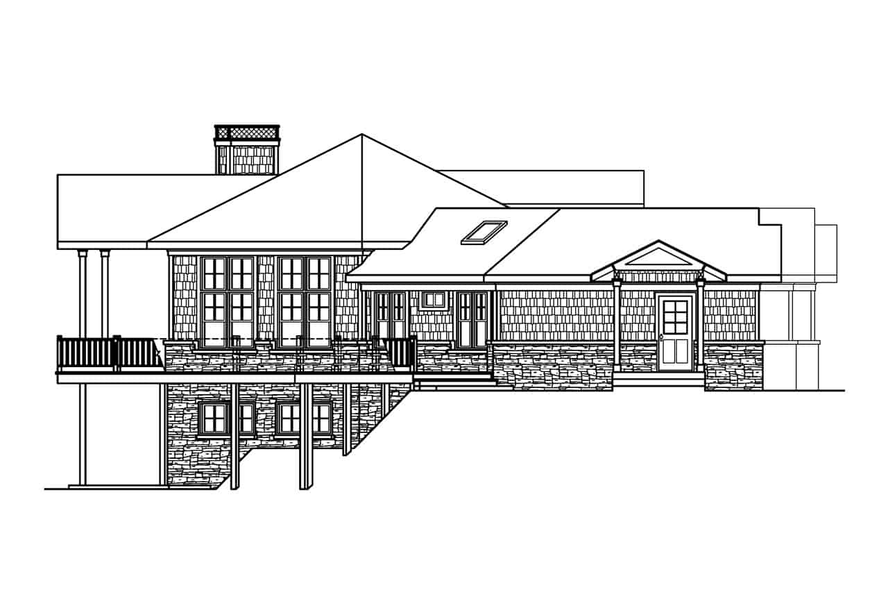 Home Plan Left Elevation of this 3-Bedroom,2913 Sq Ft Plan -108-1123