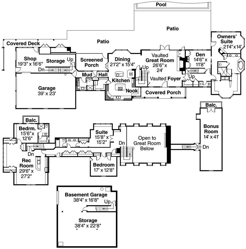 Floor Plan First Story of Country Plan #108-1131