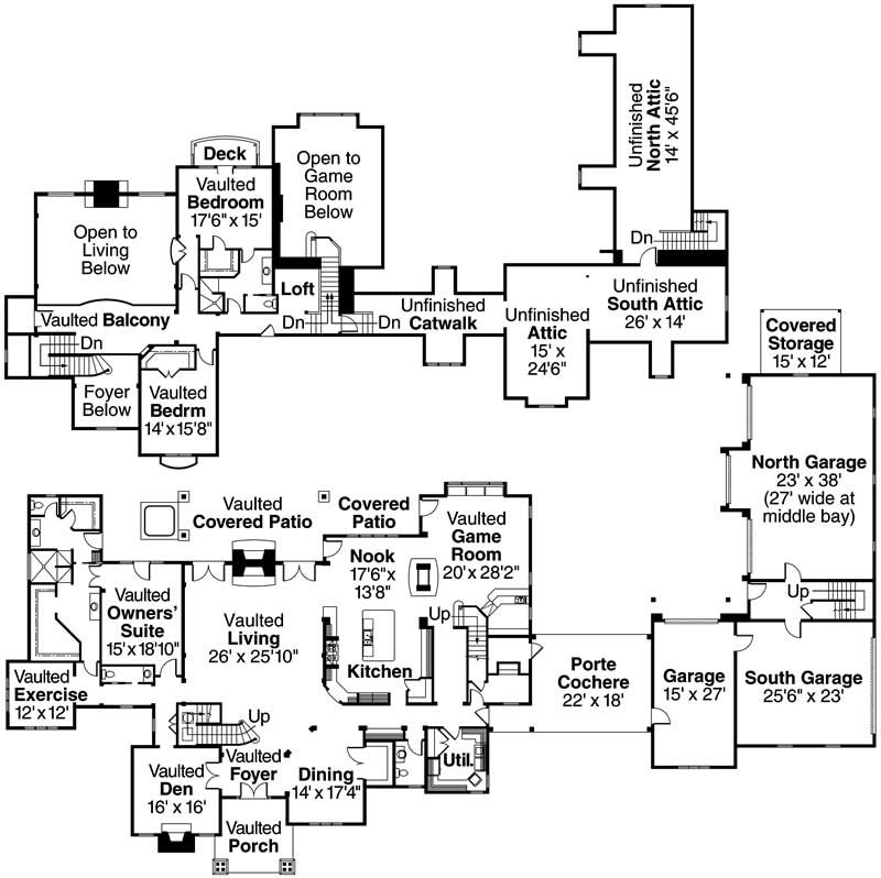 Floor Plan First Story of Country Plan #108-1133