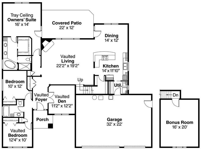 Floor Plan First Story of Prairie Plan #108-1134