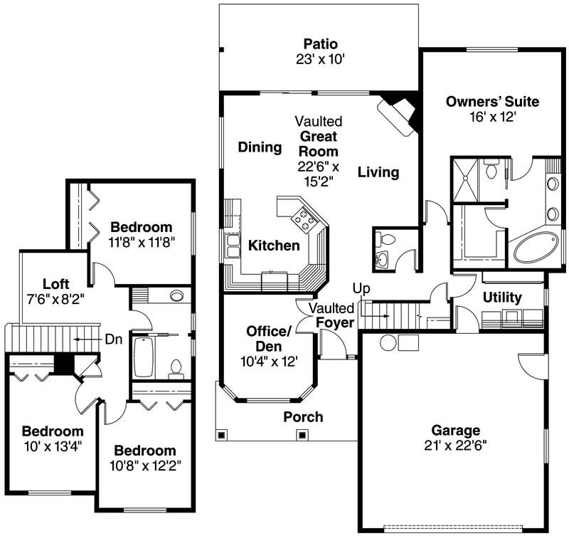 Floor Plan First Story of Craftsman Plan #108-1138