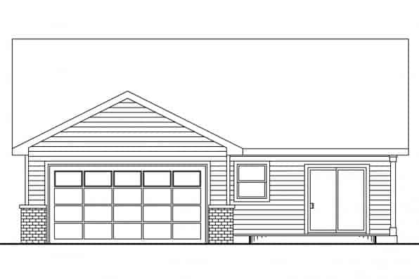 Home Plan Rear Elevation of this 3-Bedroom,1373 Sq Ft Plan -108-1140