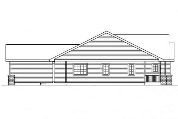 Home Plan Left Elevation of this 3-Bedroom,1373 Sq Ft Plan -108-1140