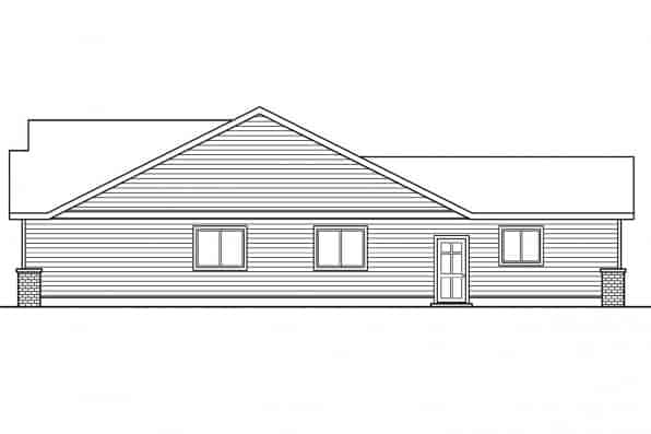 Home Plan Right Elevation of this 3-Bedroom,1373 Sq Ft Plan -108-1140