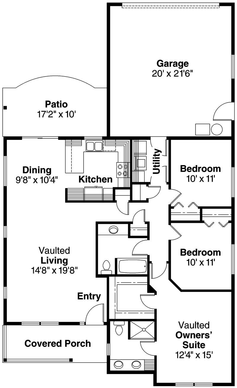 Floor Plan First Story of Small House Plans #108-1140