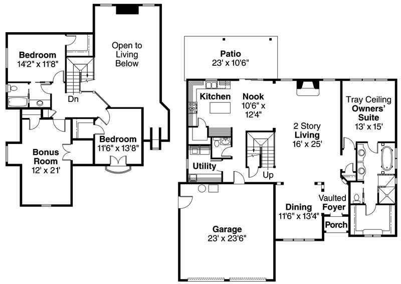 Floor Plan First Story of European Plan #108-1145