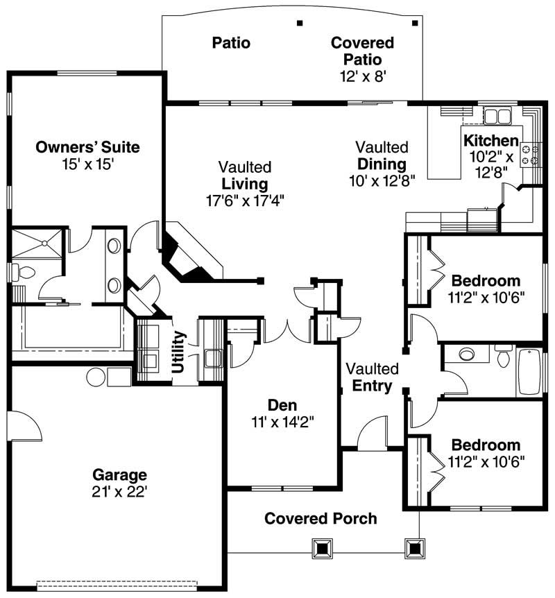 Floor Plan First Story of Ranch Plan #108-1146
