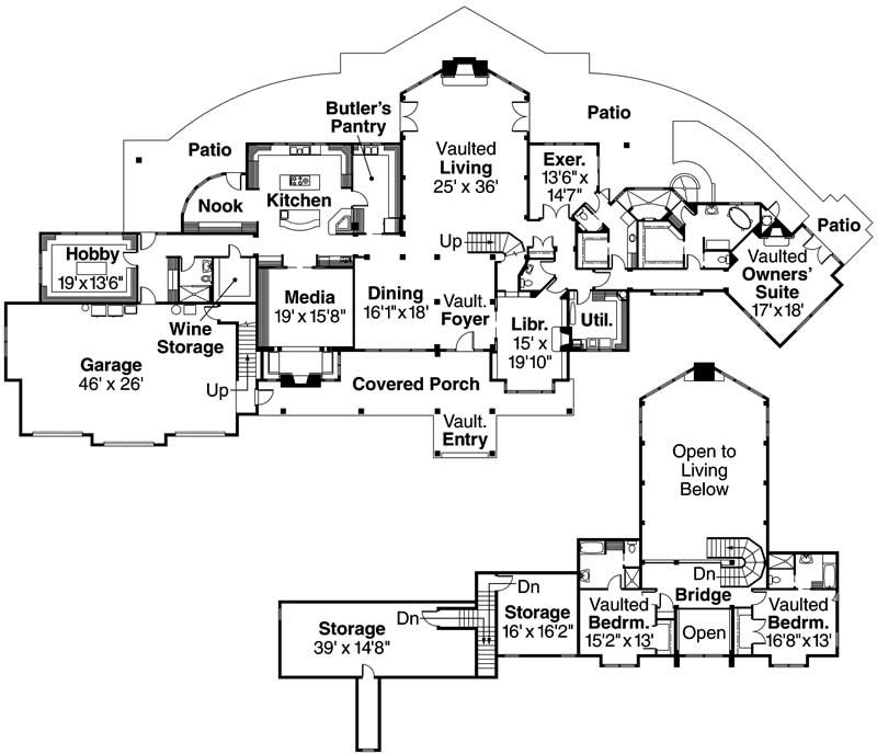 Floor Plan First Story of Country Plan #108-1147