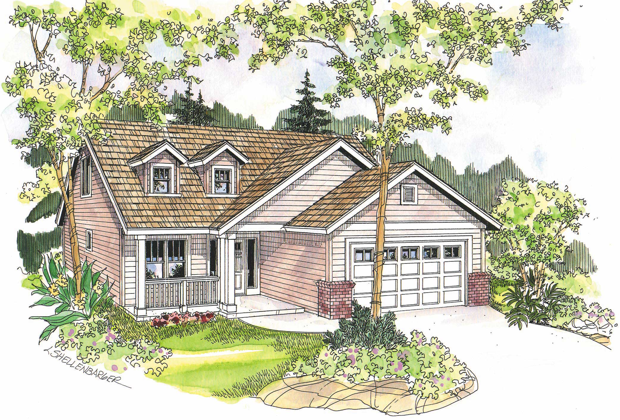 This image shows the Country style for this set of house plans.