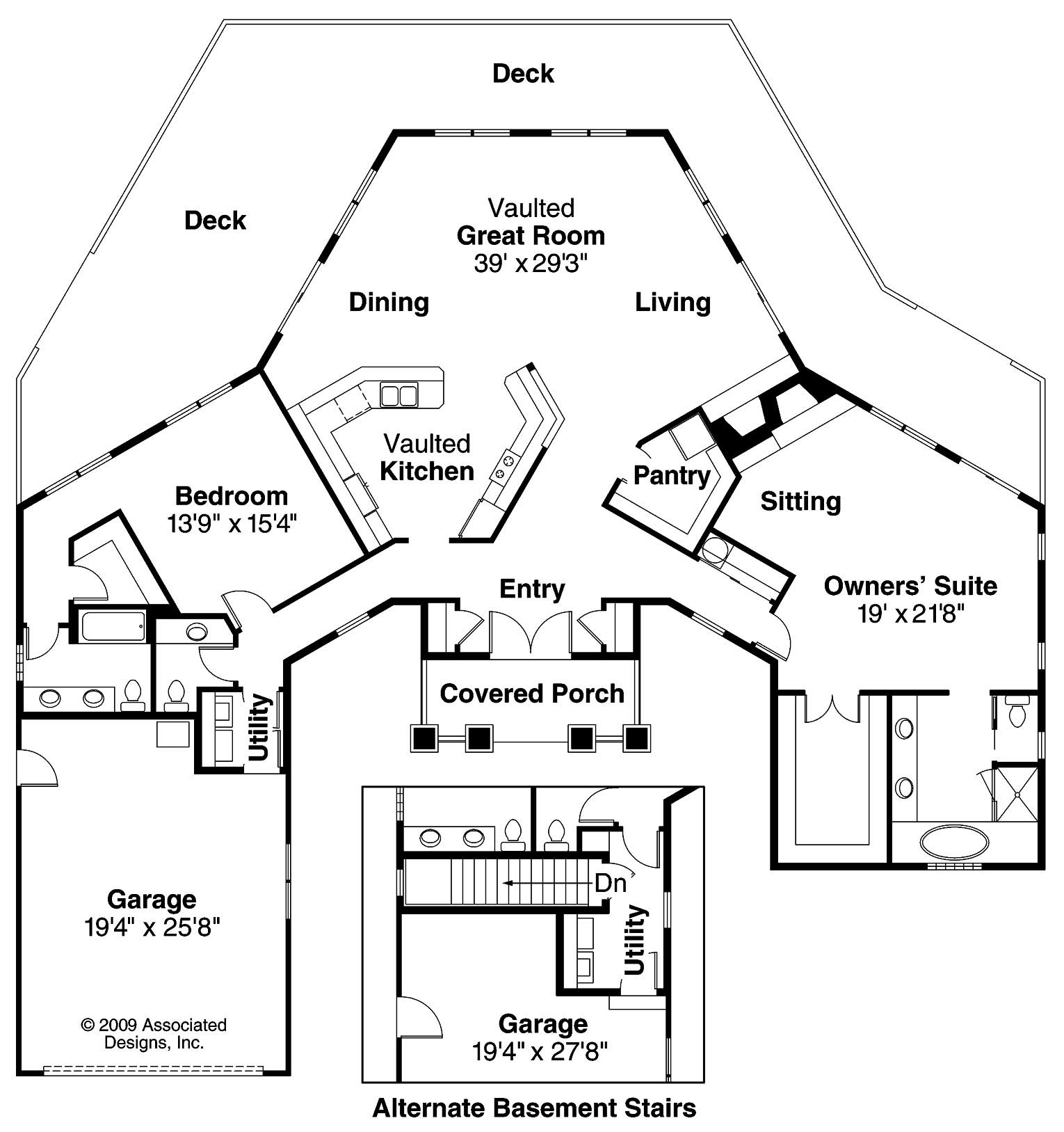 Floor Plan First Story of Ranch Plan #108-1153