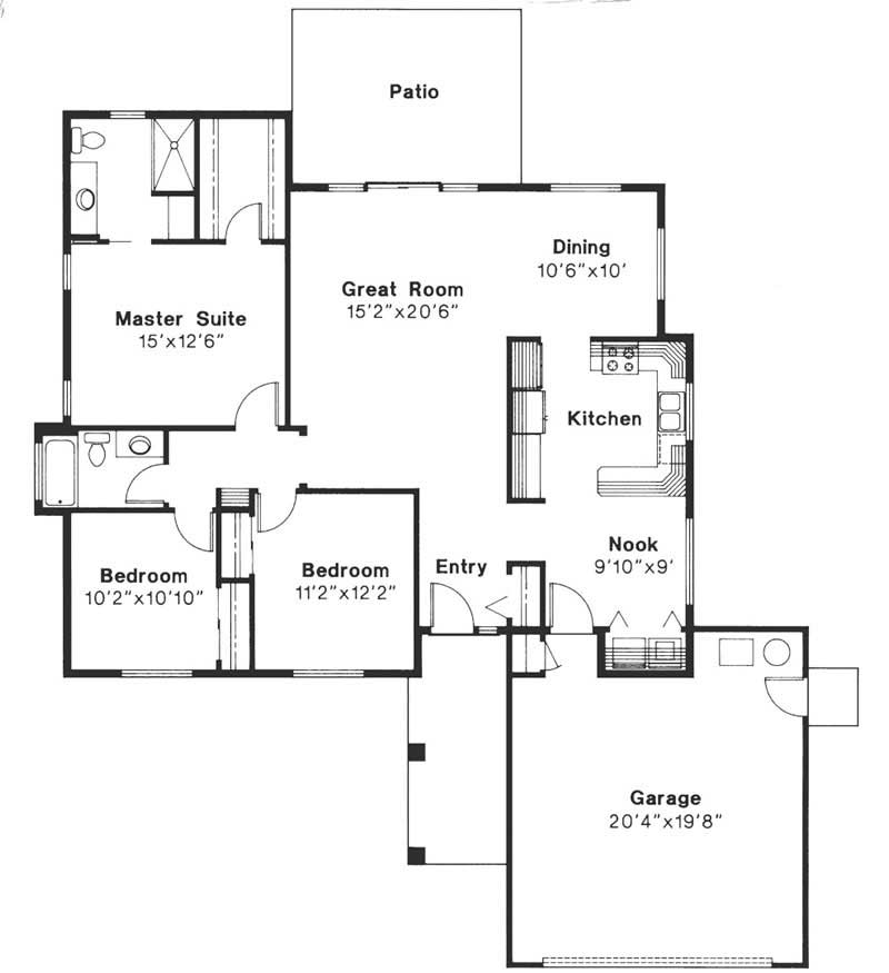 Floor Plan First Story of Ranch Plan #108-1155