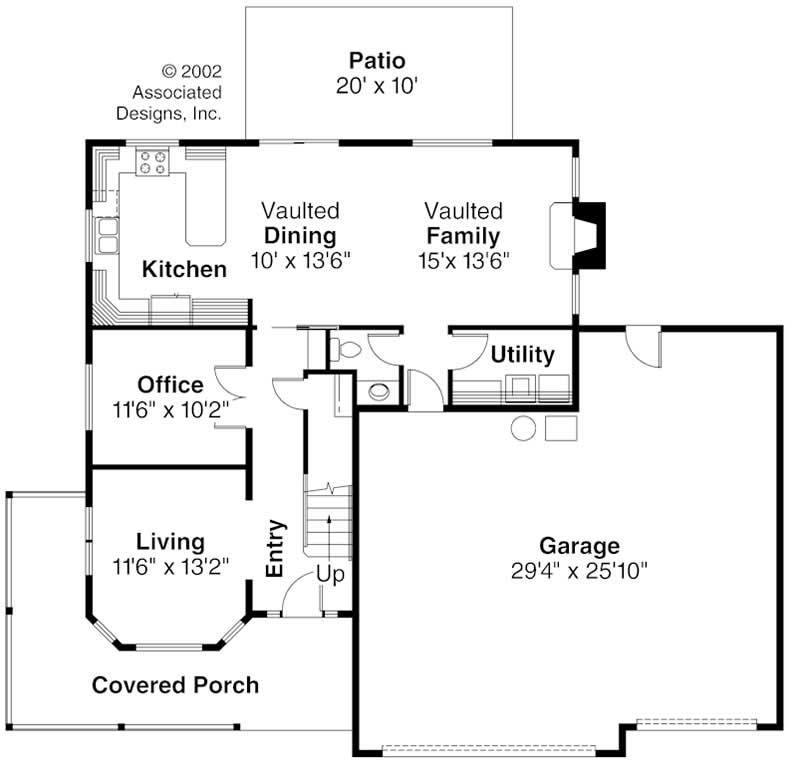 Floor Plan First Story of Country Plan #108-1158