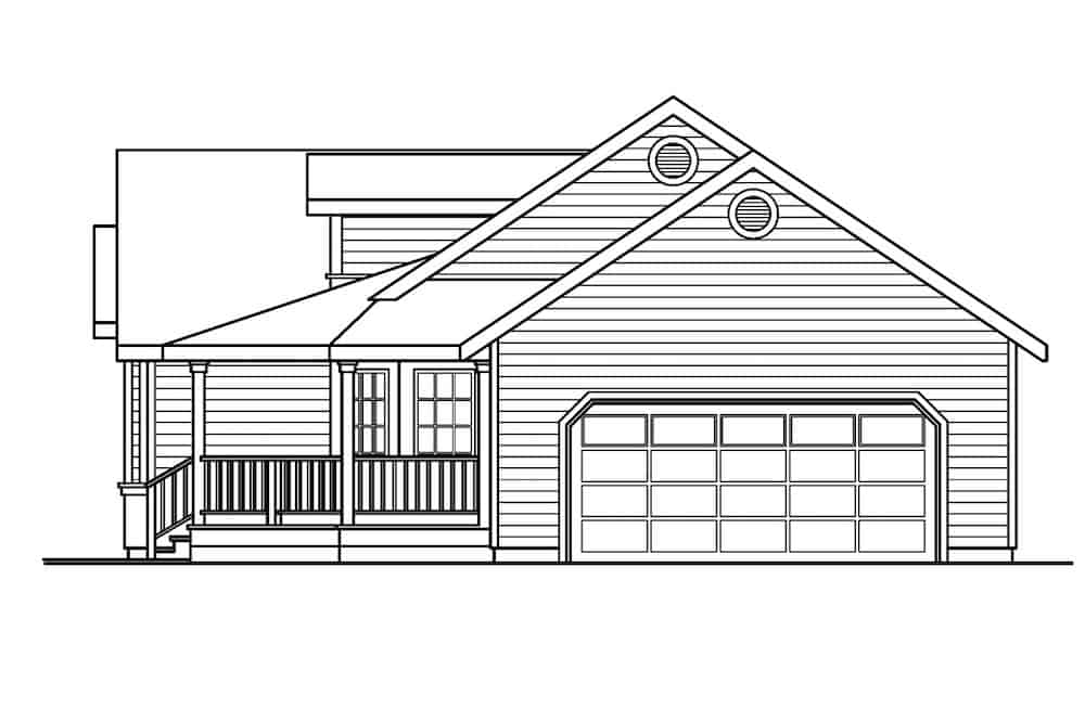 Home Plan Right Elevation of this 3-Bedroom,1634 Sq Ft Plan -108-1159